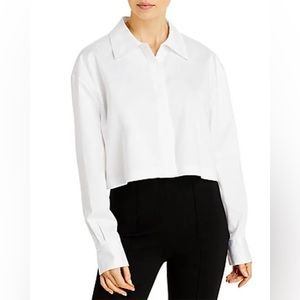 Norma Kamali Boyfriend Cropped Cotton Shirt XS
